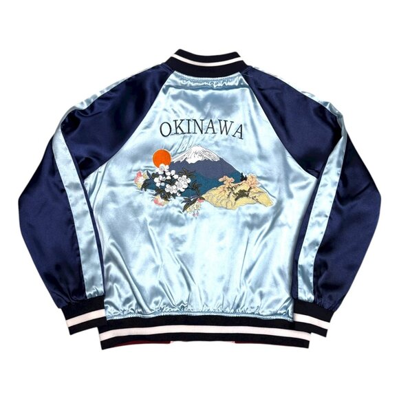 JAPAN SUKAJAN Satin Okinawa REVERSIBLE Tiger Bomber Jacket Womens Medium - Picture 2 of 9